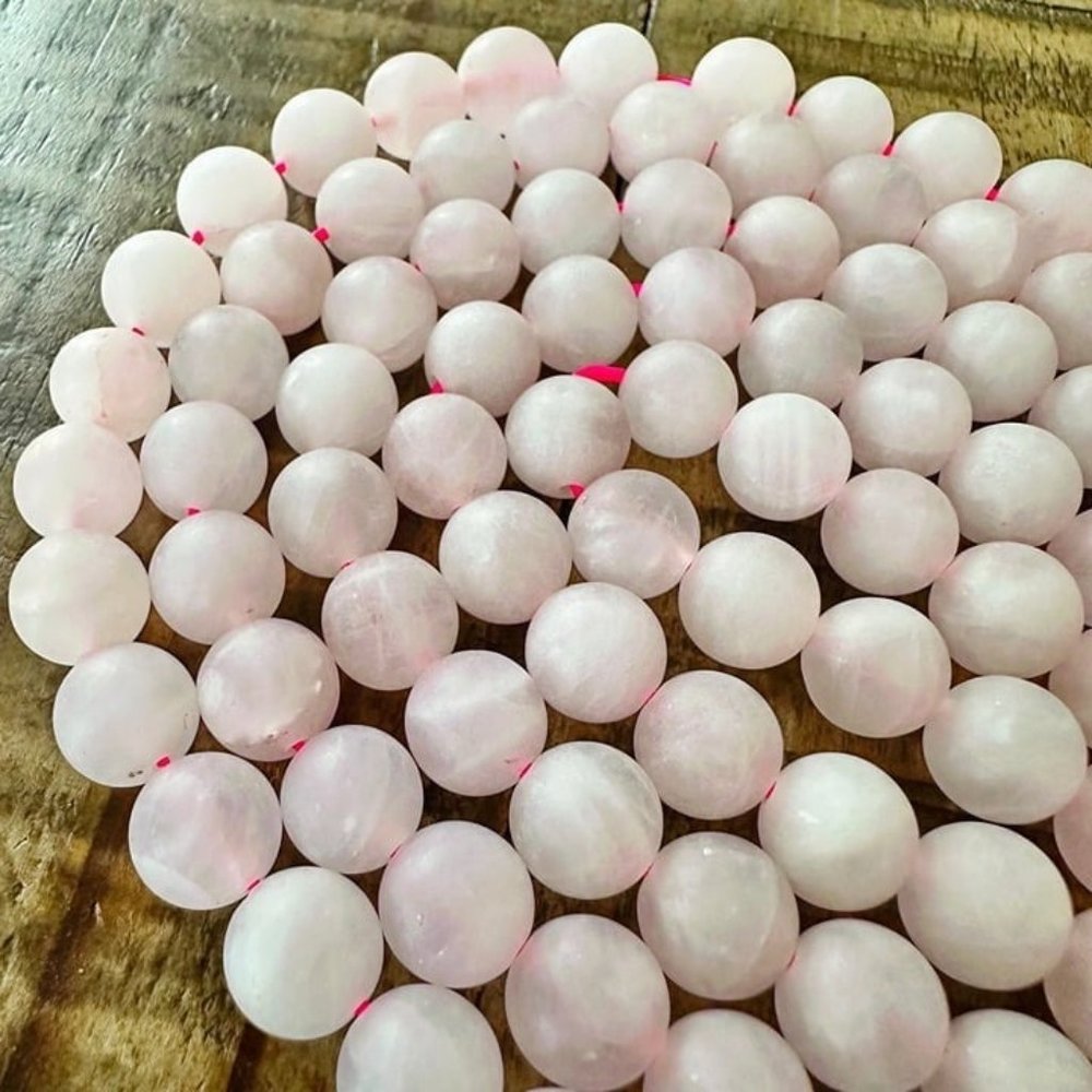 8mm Rose Quartz Frosted Bead Strand